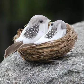 1 комплект имитация поддельного птичьего гнезда природный круг клетка для птиц набор садовых украшений 9cm*7cm*5cm