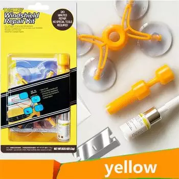 1 комплект Инструмент для ремонта лобового стекла автомобиля Жидкость для ремонта стекла Набор инструментов для ремонта автомобильного стекла жёлтый