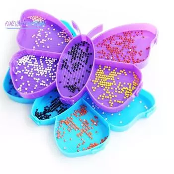 1 комплект инструментов для рисования искусственным алмазом с кистью для ручки с несколькими сетками, набор бисерных тарелок в виде бабочки, набор аксессуаров для вышивания, набор инструментов для алмазного художественного проекта фиолетовый