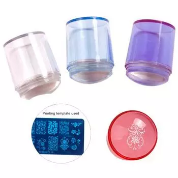 1 комплект инструментов для штампов для ногтей со скребком для ногтей, деликатное прикосновение, прозрачная головка, силиконовый шаблон для ногтей, уплотнение синий