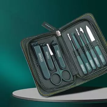 1 комплект инструментов для стрижки ногтей, маникюрный набор, набор для педикюра, машинка для стрижки ногтей, набор чемоданов из нержавеющей стали XYZ зелёный
