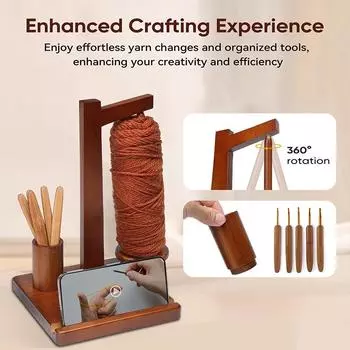1 комплект инструментов для вязания, моталка для клубков шерсти, держатель для пряжи, портативная прялка, прялка для пряжи, катушка для ниток, держатель для телефона, деревянный