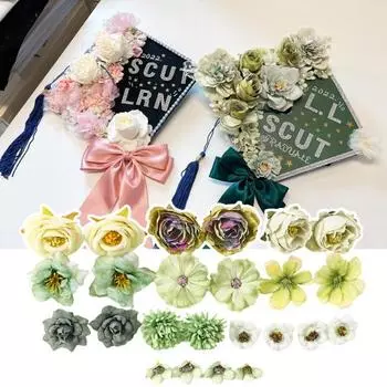 1 комплект искусственных цветов, выпускные украшения, цветочный набор, сделай сам, различные наклейки на крышку, блестящий номер кремовый