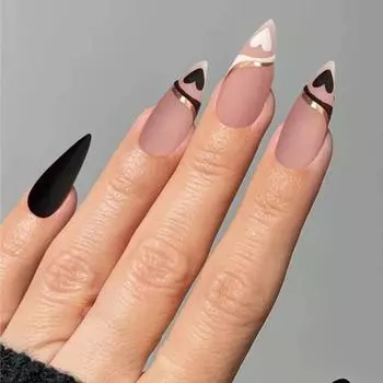 1 комплект искусственных ногтей с полным покрытием, декоративное достаточное количество, нежный узор в виде сердца для маникюрного салона