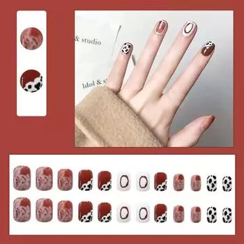 1 комплект искусственных ногтей, устойчивых к выцветанию, бесшовные, модные, средней длины, декор для поддельных ногтей I