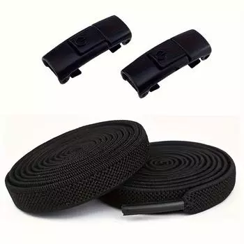 1 комплект из 2 эластичных шнурков без завязывания, полиэстеровые спортивные шнурки, легкие, плетеные, однотонные, регулируемые для комфорта, включает 2 шнурка + 2 фиксатора 2pair чёрный