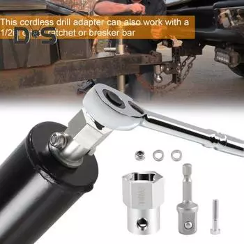 1 комплект из нержавеющей стали, адаптер для аккумуляторной дрели с 1/2-дюймовым гнездом, адаптером для биты, ветровым домкратом, рукояткой, соединителем для электрической дрели Sets