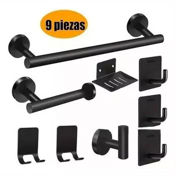 1 комплект из нержавеющей стали для полотенец, держатель для туалетной бумаги, крючок для одежды и головных уборов, черный неперфорированный крючок, мыльница для ванной серебряный