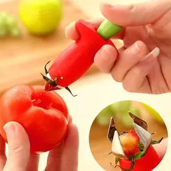 1 комплект из нержавеющей стали, нарезка для клубники и шелушения клубники, вишня, фрукты, овощи, инструмент для удаления стеблей и листьев клубники, многофункциональное руководство красный
