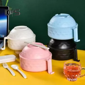 1 комплект, износостойкая миска для лапши, прочный набор мисок для рамэна с палочками для еды, вилка, ложка чёрный