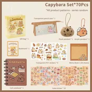 1 комплект канцелярских принадлежностей Kawaii Capybara, мультяшный милый набор канцелярских принадлежностей для сумок, офисные школьные принадлежности, канцелярские принадлежности для студентов, подарки на день рождения