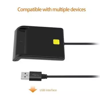 1 комплект картридера с поддержкой карт Sm/C/Id/Sd с точным считыванием умной светодиодной сенсорной чип-карты чёрный