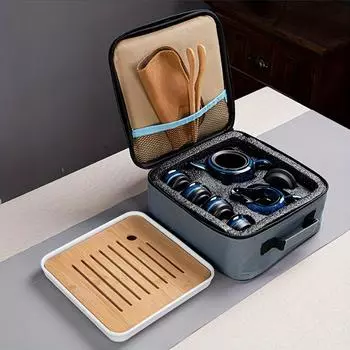 1 комплект керамического чайного сервиза для путешествий включает в себя один горшок и три чашки портативный чайный сервиз на открытом воздухе для кемпинга для дома, ресторана, отеля, офиса, чайные аксессуары для бизнеса