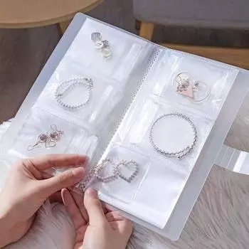 1 комплект, книга для хранения ювелирных изделий, большая емкость, антиокислительная, видимая, 84/160 сеток, широко используемый чехол для хранения ювелирных изделий, домашние принадлежности C