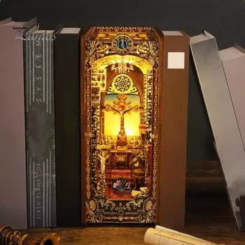 1 комплект книжного уголка, умный датчик, картина маслом, фон, легко собрать, реалистичное улучшение практических навыков, деревянная 3D-головоломка, подставка для книг, книжная полка коричневый