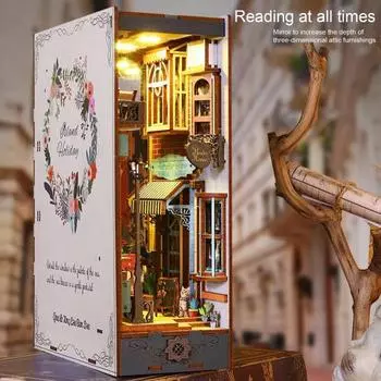 1 комплект, книжный уголок, кукольный домик, аутентичная реставрация, богато структурированное украшение, дерево, 3D праздничный морской остров, модель книжного домика, аксессуары для кукольного домика