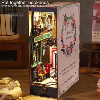 1 комплект, книжный уголок, кукольный домик, аутентичная реставрация, богато структурированное украшение, дерево, 3D праздничный морской остров, модель книжного домика, аксессуары для кукольного домика белый