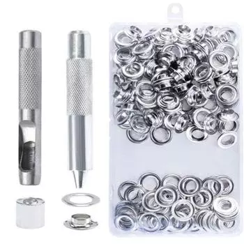 1 комплект кнопок с петельками, простой в использовании набор для пробивания отверстий для водонепроницаемых брезентов, штор, навесов, сумок для обуви серебряный