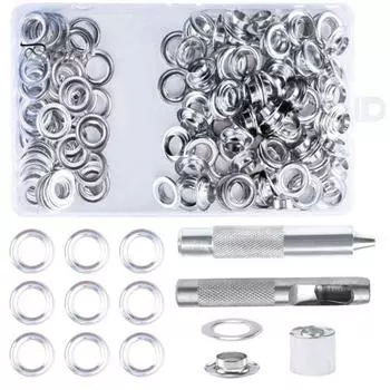 1 комплект кнопок с петельками, простой в использовании набор для пробивания отверстий для водонепроницаемых брезентов, штор, навесов, сумок для обуви серебряный