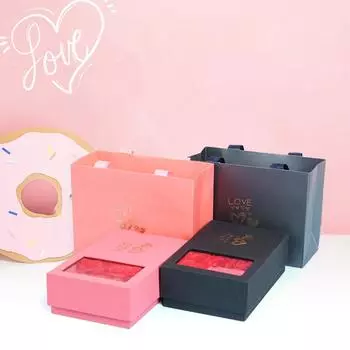 1 комплект ко Дню святого Валентина, подарочная коробка с шестью розами, бессмертный цветок, органайзер для ювелирных изделий, ожерелье