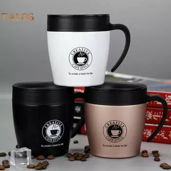 1 Комплект Кофейная кружка Защита от ржавчины Сохранить тепло Простой узор Прочный устойчивый к каплям вакуум для офиса 330ml розового золота