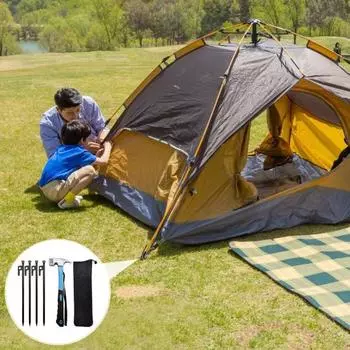 1 комплект колышков для палатки с сумкой для хранения молотка, светящийся в темноте, прочный, легкий, ветрозащитный, колышек для палатки на земле, для кемпинга серый