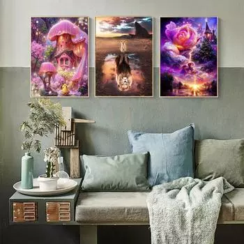 1 комплект комплект алмазной живописи абстрактные пейзажи яркий цвет руки улучшение 5D DIY алмазное искусство ремесло украшение дома A