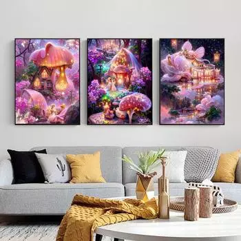 1 комплект комплект алмазной живописи изысканный грибной узор горный хрусталь картина 5D DIY ремесло для украшения дома C