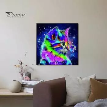 1 комплект комплект алмазной живописи милый кот узор снятие стресса повышение уверенности в релаксации активность DIY Алмазная вышивка искусство Cat