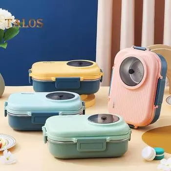 1 комплект, контейнер для обеда, не содержит BPA, герметичный, 4 цвета, полезный, 4 отсека, контейнер для хранения продуктов питания для студентов синий