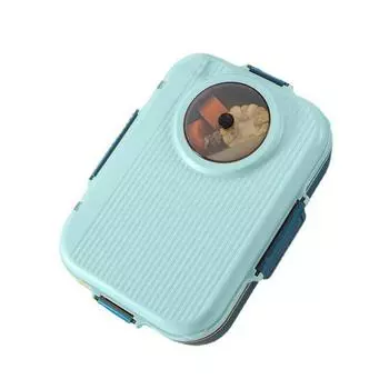 1 комплект, контейнер для здорового обеда емкостью 1100 мл, 3 отделения, удобная коробка для бенто с суповой миской, ложкой, палочками для еды 1100ml синий