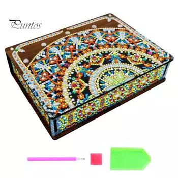 1 комплект коробка для хранения алмазной живописи художественный горный хрусталь декоративная DIY деревянная шкатулка для ювелирных изделий комплект для дома зелёный