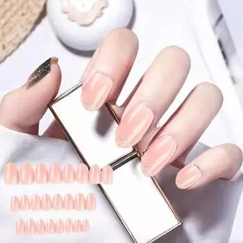 1 комплект коротких накладных ногтей, розовый цвет, гель, накладные ногти, полное покрытие, носимые накладные ногти, женские искусственные французские кончики, набор для дизайна ногтей «сделай сам» розовый