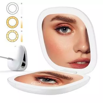 1 комплект косметического зеркала, прозрачное, регулируемое, мягкое, с подсветкой, складное светодиодное увеличительное зеркало для макияжа, ежедневное использование чёрный