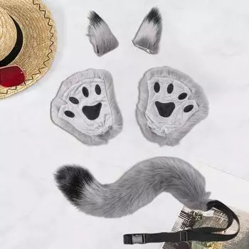 1 комплект, косплей, искусственный лисьий хвост, шпилька, перчатки в виде лапы, мягкие нечеткие плюшевые костюмы с регулируемой окружностью талии, противоскользящие зажимы для выступлений, клубные танцевальные костюмы