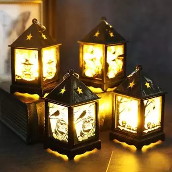 1 комплект костюмов на Хэллоуин, реквизит, тыквенные фонарики с подсветкой, украшения для фестиваля призраков, маленькие ночные огни, портативные электронные маленькие масляные лампы all style (4pcs in total)