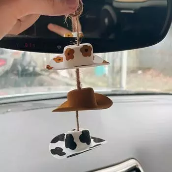 1 комплект Ковбойская шляпа Автомобильный шарм Украшения для зеркала заднего вида Аксессуары