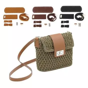 1 комплект кожаной сумки для вязания, нижний коврик, подушка, поворотный замок, черный цвет чёрный