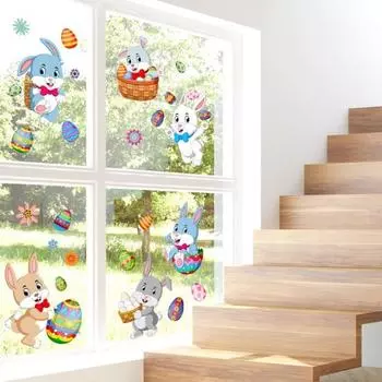 1 комплект, красивая самоклеящаяся Невыцветающая наклейка на стену с рисунком Пасхи, забавная, милая, цепляющаяся на окно, подарок, аксессуары для вечеринки