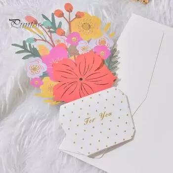 1 комплект красивая складная экологически чистая открытка с цветочным букетом в форме 3D поздравительная открытка на день рождения для друзей