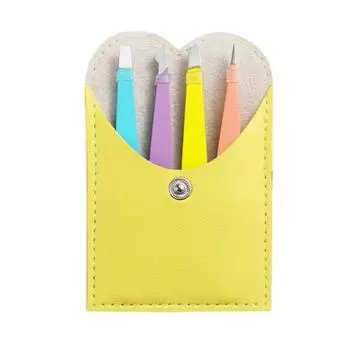 1 комплект красивых с сумкой для хранения портативных пинцетов для накладных ресниц для удаления волос на бровях для женщин жёлтый