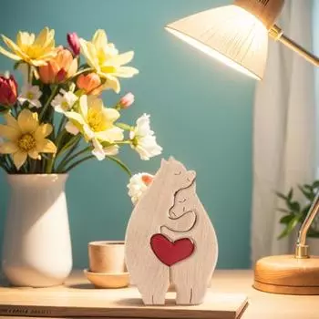 1 комплект, креативная головоломка с именем семьи, медведя, слона, персонализированная деревянная головоломка с изображением медведя и сердца, Рождественский подарок A