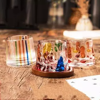 1 комплект креативного вращающегося стакана с основанием, расписанного вручную, стакан для виски, барный стакан, вращающийся стакан, стакан для коктейля 150ml