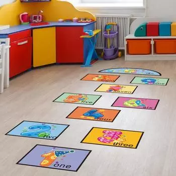 1 комплект креативных самоклеящихся экологически чистых цифровых наклеек для пола, наклеек, игрушек для спорта в помещении для детей A