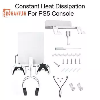 1 комплект, кронштейн для игровой консоли, полка с вешалкой для наушников, настенное крепление, простая установка, многофункциональный держатель игрового контроллера для PS5 белый