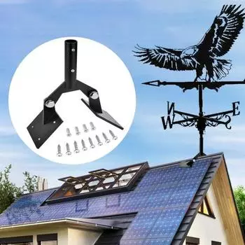 1 комплект кронштейна для флюгера, удобная сверхмощная опора, стальной регулируемый кронштейн для крепления флюгера на крышу, товары для дома чёрный