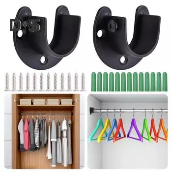 1 комплект кронштейна для карниза с винтами, нержавеющий, устойчивый к коррозии, простая установка, держатель для карниза, комплект поддержки для карниза чёрный