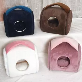 1 комплект кровати для домашних животных, супермягкая ультра-толстая ткань, закрытое спальное гнездо для собак красный