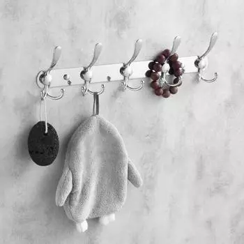 1 комплект крючок для одежды, сумка из нержавеющей стали, вешалка для шарфа, компактная настенная вешалка с тремя челюстями, крючок для дома 2pcs