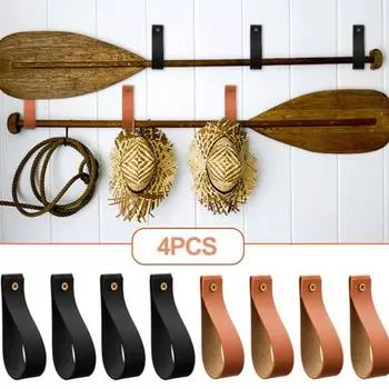 1 комплект, крючок из искусственной кожи, ремешок, универсальный прочный настенный крючок в стиле бохо для ванной комнаты, кухни, спальни коричневый